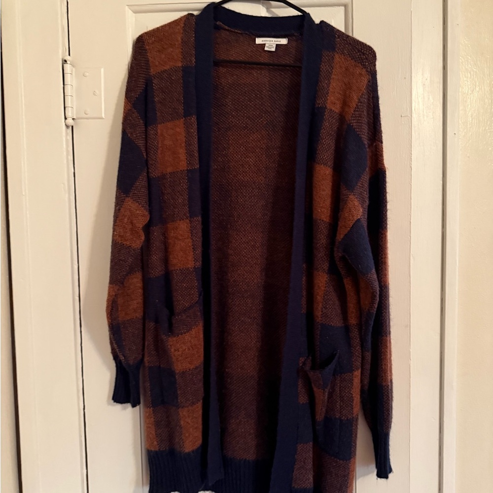 American Eagle Outfitters Brown and Navy Cardigan